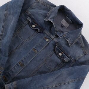 Universal Thread Womens Medium Wash Blue Denim Trucker Jacket Size M‎ Stretch